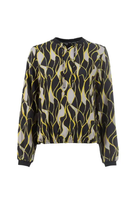 Bluse, 1/1 Arm, geschlitzter Rundhals