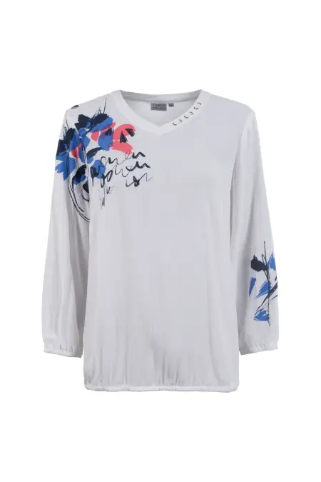 Bluse, 3/4 Arm, V-Ausschnitt