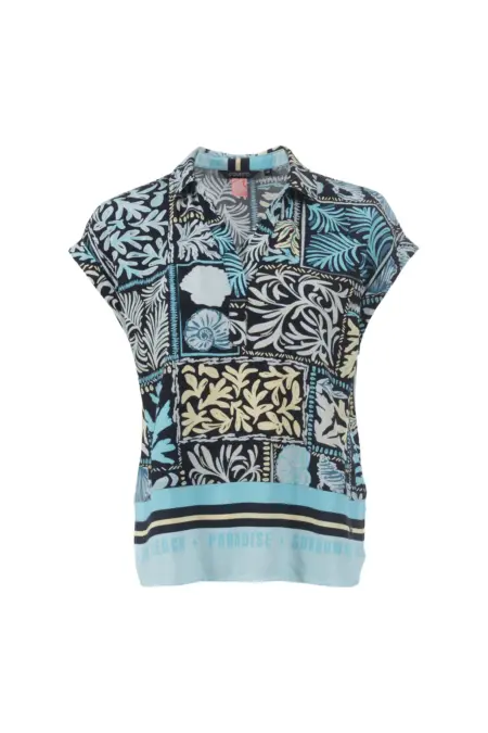 Bluse, 1/2 Arm, Polokragen