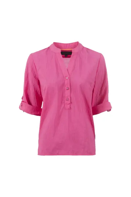 Bluse, 3/4 Arm, Krempelarm, V-Ausschnitt