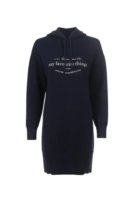 Strickkleid, kurz, 1/1 Arm, Kapuze