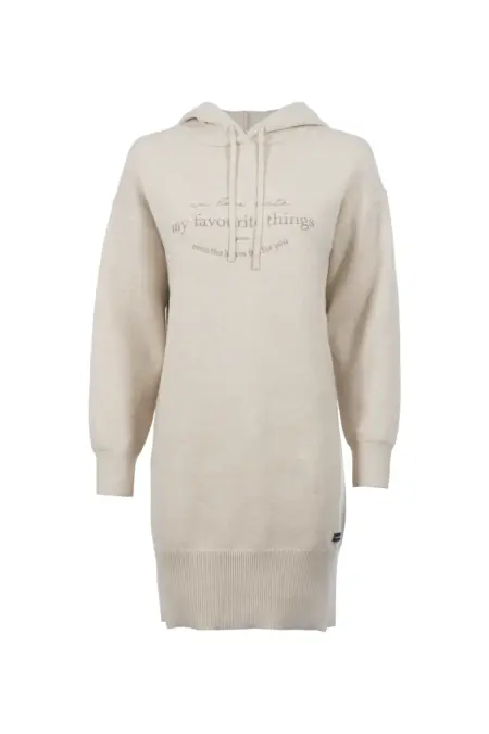 Strickkleid, kurz, 1/1 Arm, Kapuze