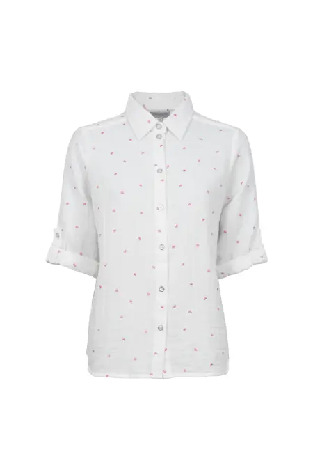 Bluse, 3/4 Arm, Hemdkragen