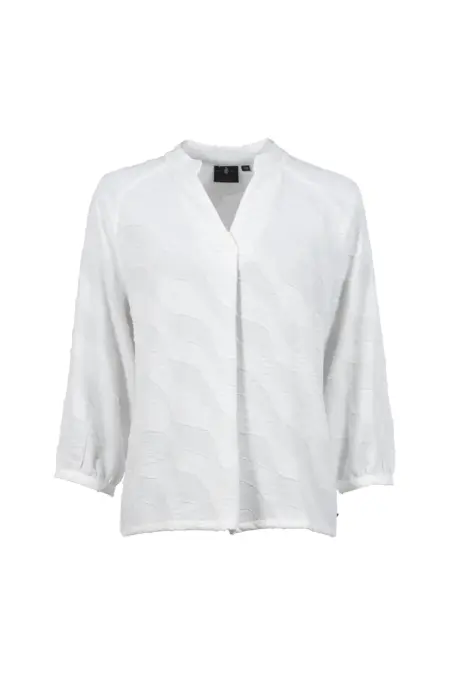 Bluse, 3/4-Arm, geschlitzter Rundhals