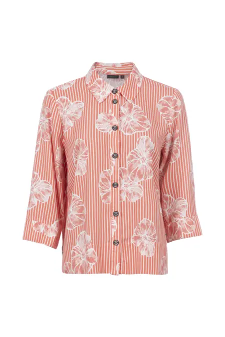 Bluse, 3/4 Arm, Hemdkragen