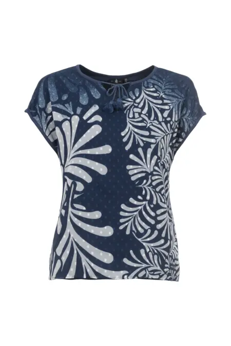 Bluse, 1/2 Arm, geschlitzter Rundhals