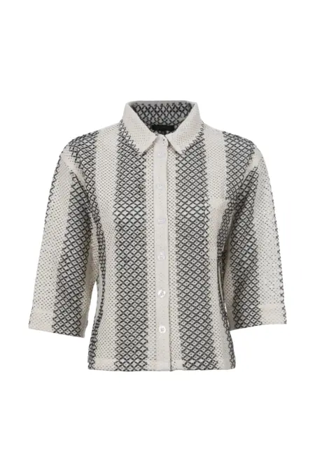 Bluse, 3/4 Arm, Hemdkragen