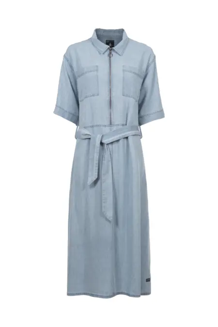 Kleid lang, 1/2 Arm, Hemdkragen