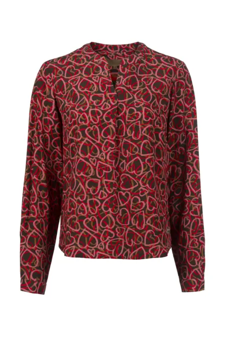 Bluse, 1/1 Arm, geschlitzter Rundhals